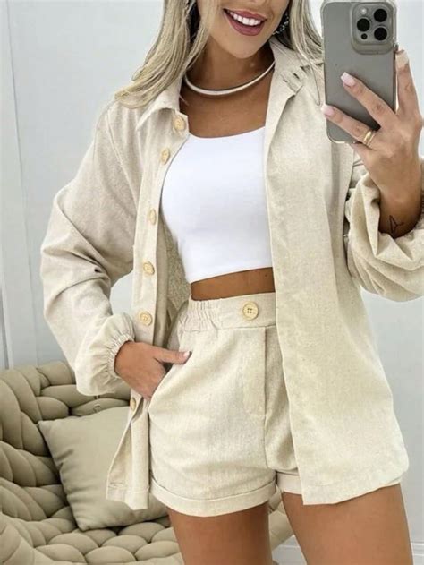 Conjunto De Linho Feminino Short E Blusa - Conjunto Blusa e Short de Linho Moda Blogueira Tendencia | Women's ...