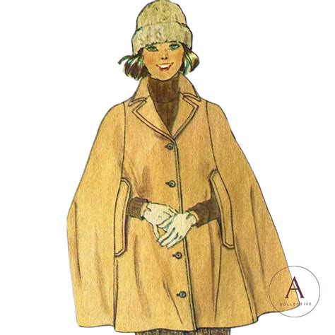 PDF - Vintage 1960s Pattern – 'Celeste' Cape Coat in Two Lengths - 34