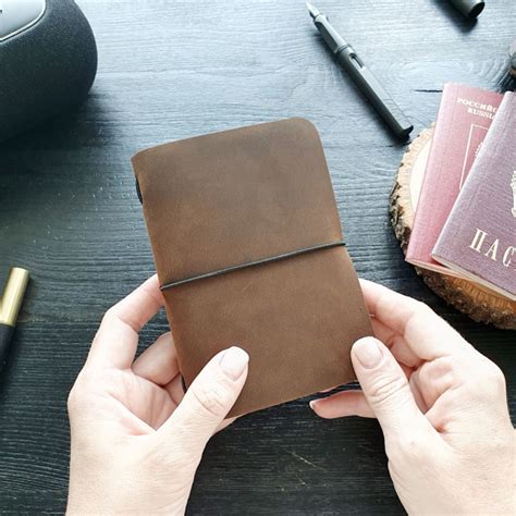 Кожаный блокнот формата Midori Passport (9,5х13,5см) со сменными ...