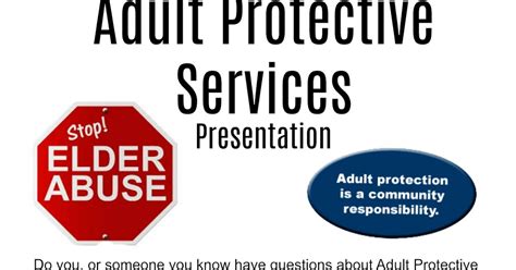 Senior Center of Rainier News: ADULT PROTECTIVE SERVICES PRESENTATION