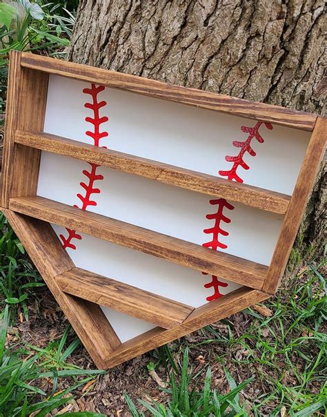 Baseball/softball Shelf Wood Home Plate Decor Autographed Ball Case ...