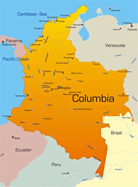 Kaart Colombia - kaart