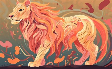 Premium AI Image | A lion with a red mane and a yellow mane.