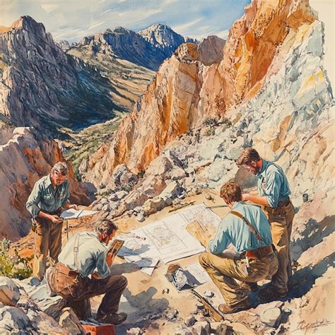 Geological mapping and fieldwork showing geologists working in the ...