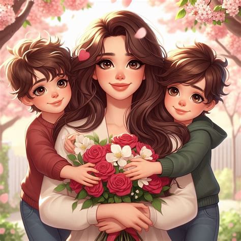 ilustracao de familia duas filhas fotos emocionantes mae  filhos