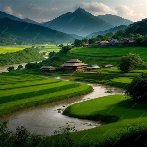 Premium AI Image | A traditional Bangladeshi village with lush green