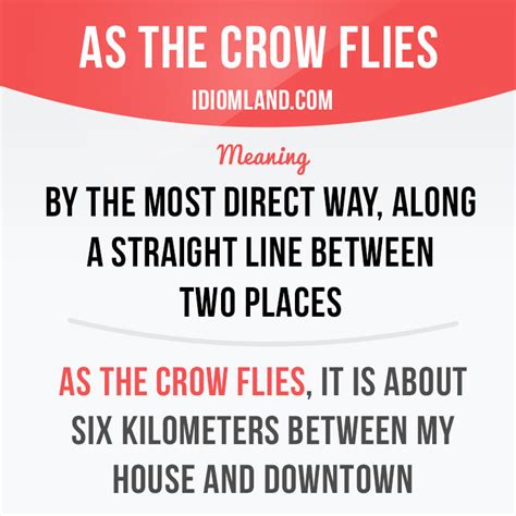 Idiom Land — “As the crow flies” means “by the most direct way,...