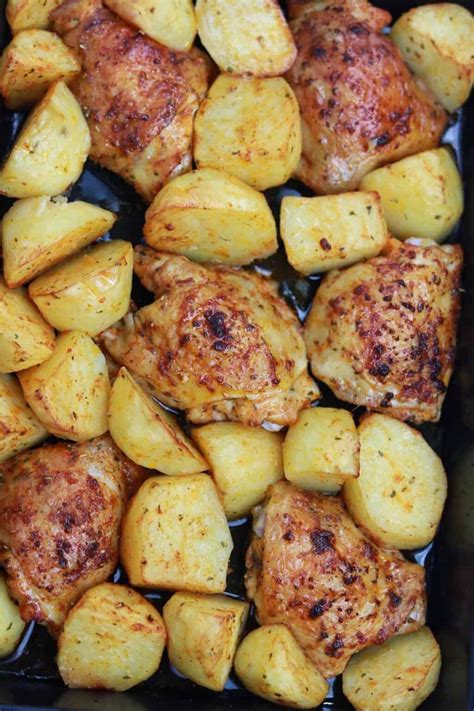 Oven Baked Chicken And Potatoes Recipe - Chicken Vibes