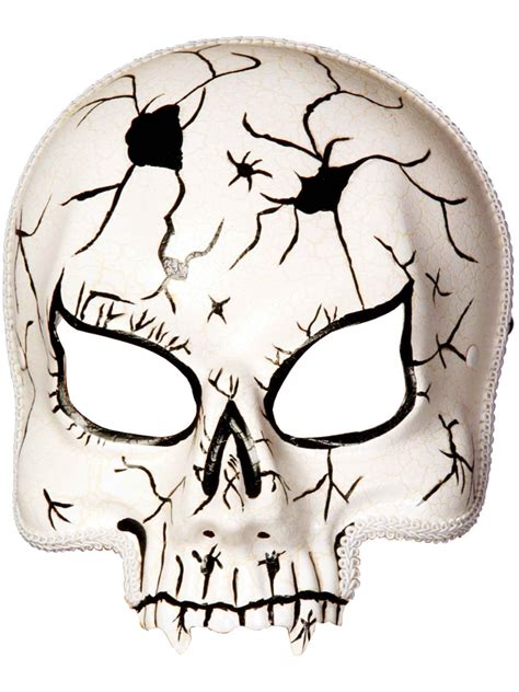 Adult Scary Grim Reaper Cracked Skull Chinless Costume Half Vinyl Mask ...