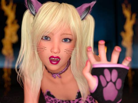 Kelsey Wild Kitty Cosplay 2 3D Render, Digital Art by Foxy 3D