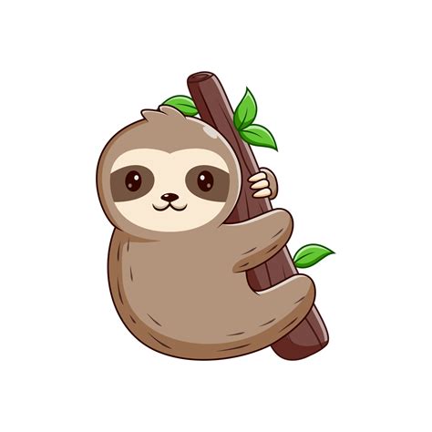 Sloth Cartoon Hanging on The Tree, Sloth Mascot Cartoon Character ...