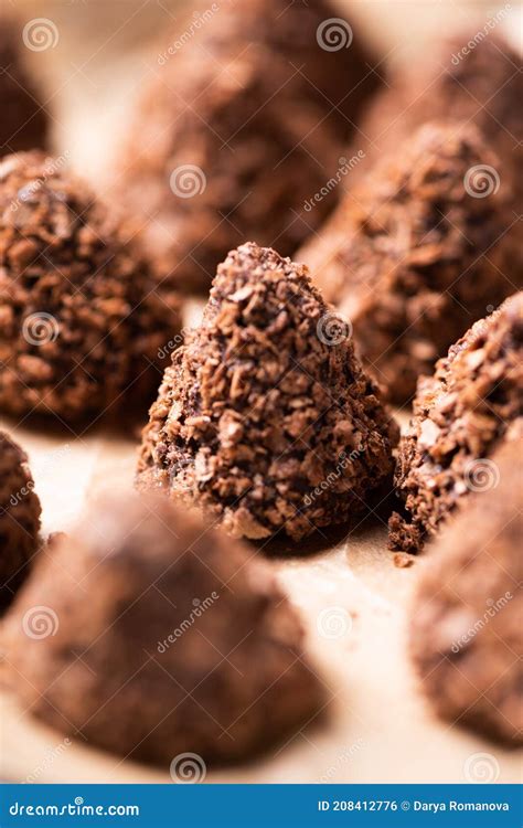 Truffle Chocolate Candies with Assorted Wafer Crumbs. Stock Photo - Image of coconut, truffle ...