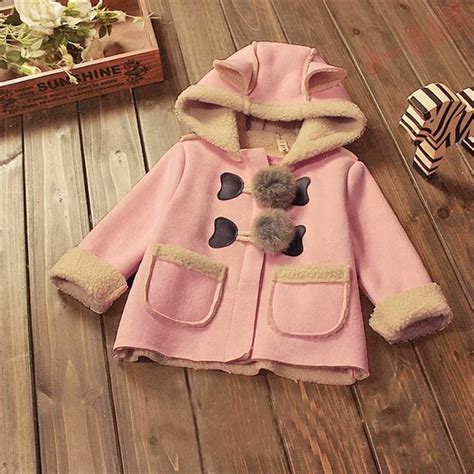 Cute Baby Thicken Coat Solid Lambskin Hooded Warm Overcoat For 9 36M ...
