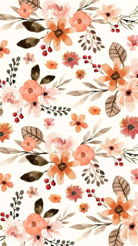 Fall background with watercolor flowers and leaves