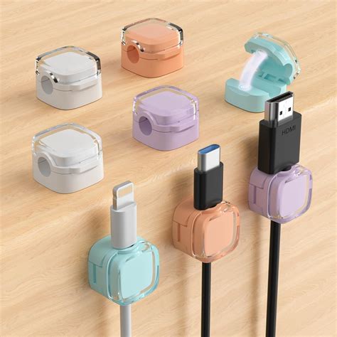 3-Pack Magnetic Cable Clips, Adjustable Cord Holder for Under Desk