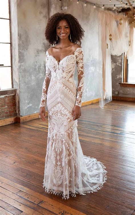 long sleeve boho wedding dresses