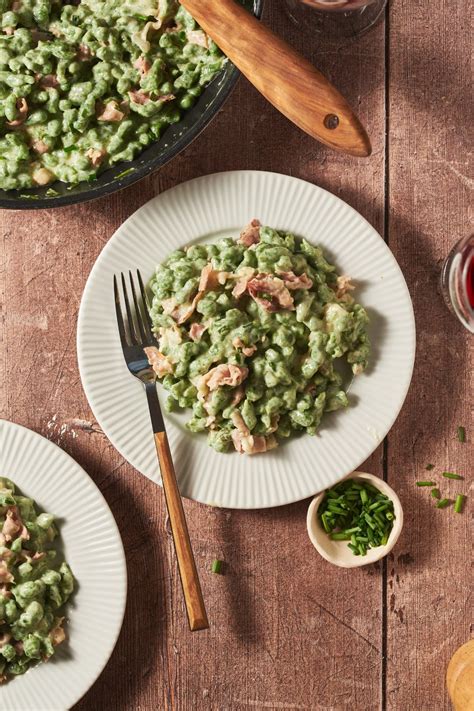 spinach spaetzle recipe  cream  speck