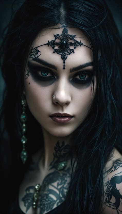 Lexica - A scary girl, full body, pale skin, long crazy black hair