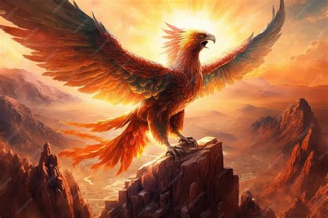 premium ai image legendary phoenix firebird flying high