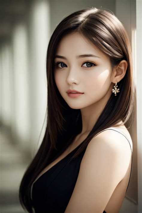 A woman with long hair and earrings posing for a picture - SeaArt AI