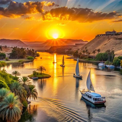 Sunset on the Nile River Egypt Sunset on the Nile River near Aswan