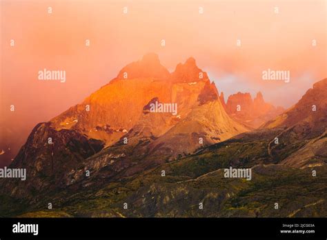 Cuernos del Paine mountain peaks at Sunrise, Torres del Paine National ...