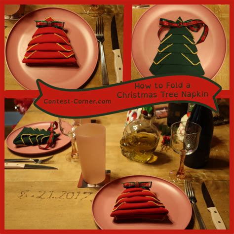 How to Fold a Christmas Tree Napkin - Contest Corner