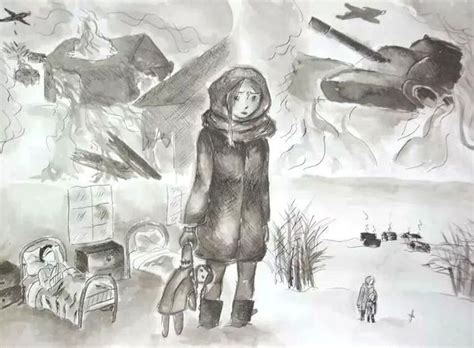 Дети войны рисунки карандашом, красками и фломастерами.