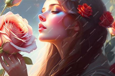 Premium Photo | A woman with long hair and a flower in her hair