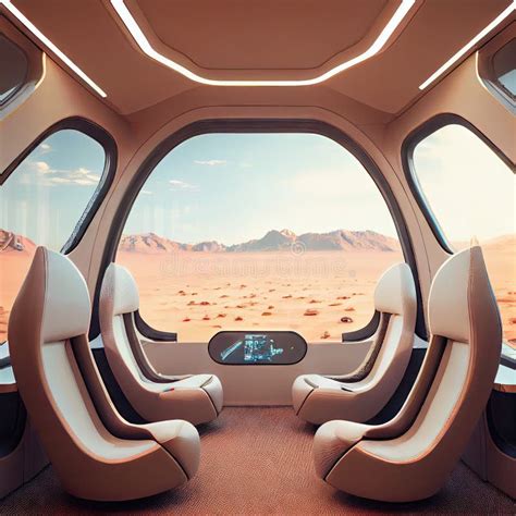 Futuristic Interior of Space Ship with Comfortable Seats and Large ...