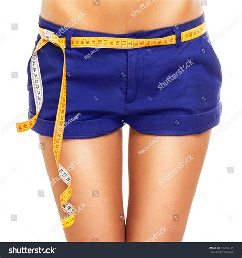 Closeup Of Woman Hips And Thighs With Thigh Gap. Young Caucasian Slim