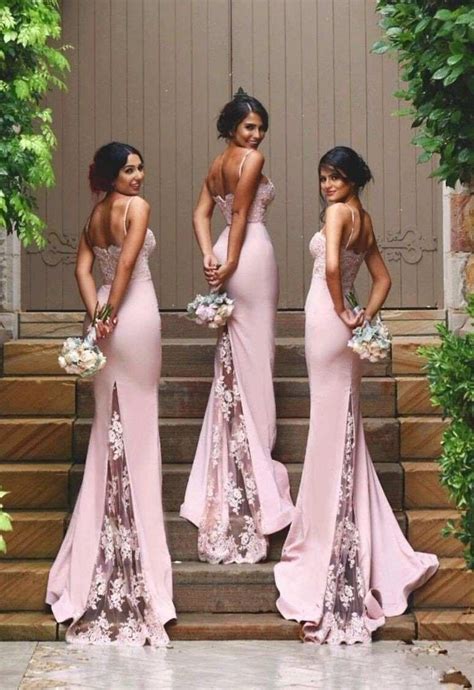 Pink Lace Bridesmaid Dresses