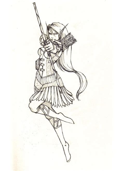Female Elf Sketch at PaintingValley.com | Explore collection of Female ...