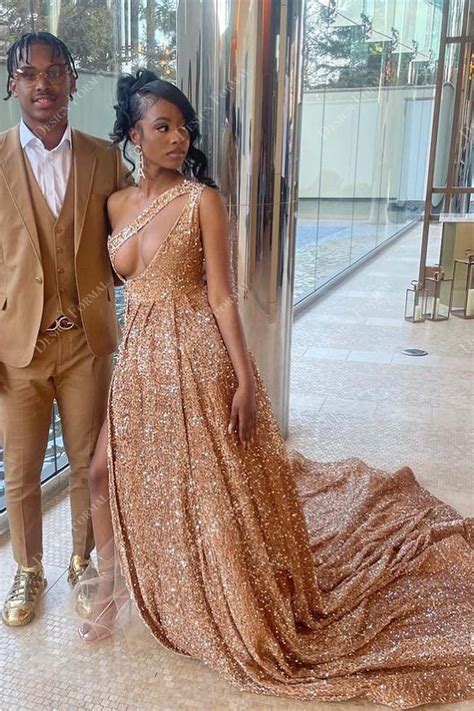 Long Gold Sparkly Prom Dress