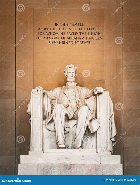 Statue of Abraham Lincoln Sitting at the Lincoln Memorial Editorial