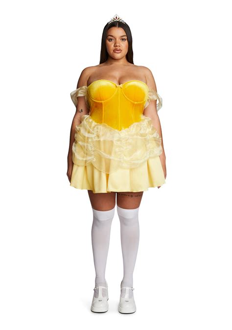 Plus Size Princess Belle Sexy Womens Halloween Mini Dress Costume