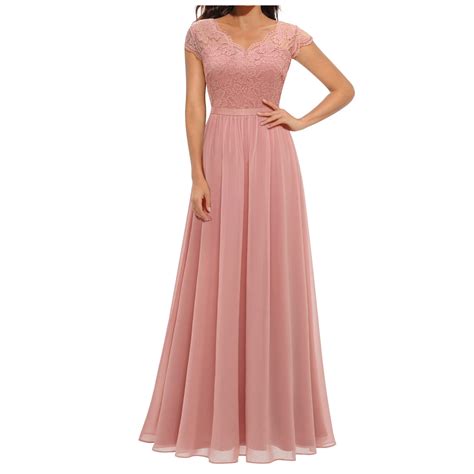 Chiccall Women's V Neck Sleeveless Dress Long Wedding Guests Dresses