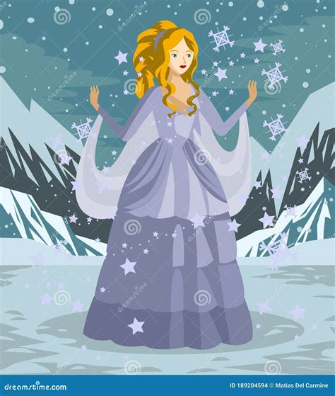 Princess Beautiful Lady in Snow Scene Stock Illustration - Illustration