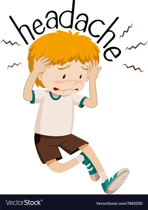 Little boy having headache Royalty Free Vector Image