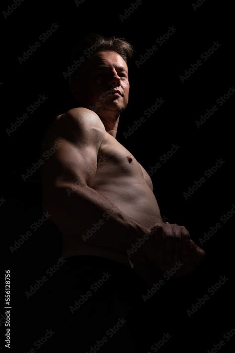 sexy portrait  muscular handsome topless male isolated