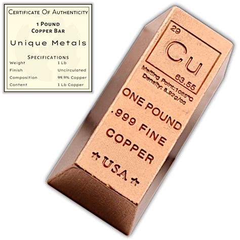 1 Pound Copper Bar Ingot Paperweight - 999 Pure Chemistry Element ...
