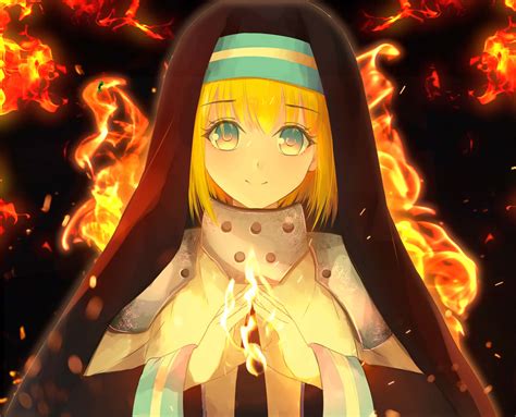 Download Anime Nunnery With Fire Wallpaper | Wallpapers.com