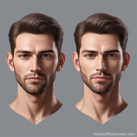 Four Views of a Realistic Male Face | Stable Diffusion Online