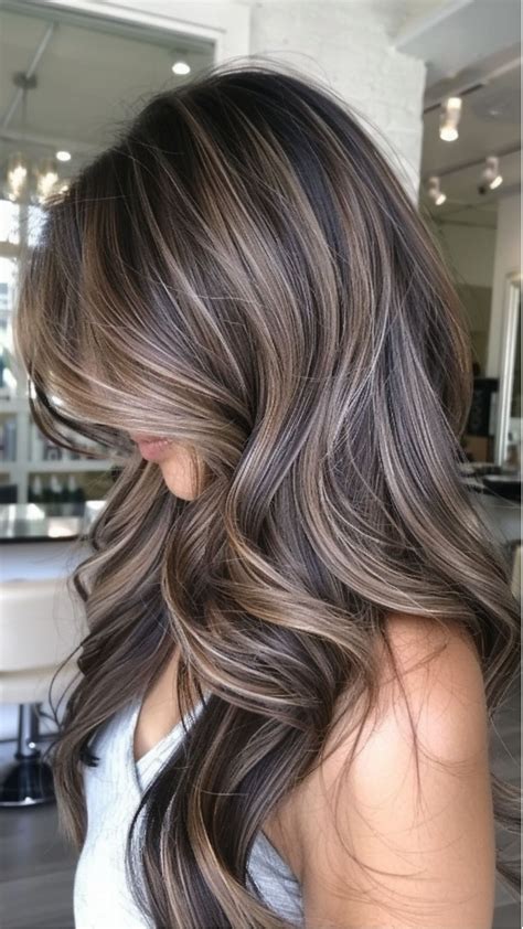 dark brown hair  ashy highlights hairstyles  pinterest board