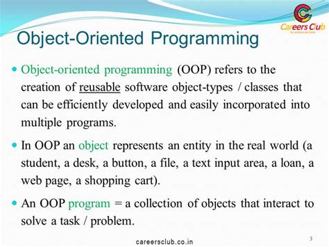 Object Oriented Programming - OOPS #careersclub #career #java #
