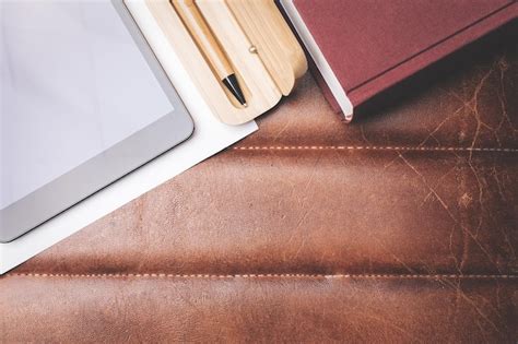 premium photo desk  device  book