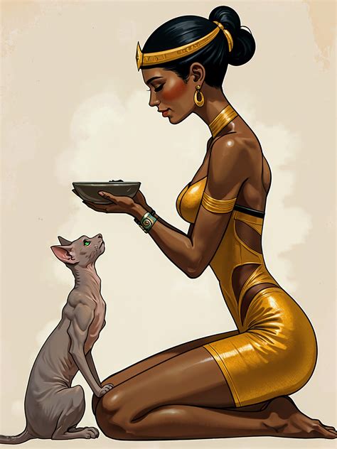 Egyptian woman and hairless kitten daily challenge by CathryneDelamort
