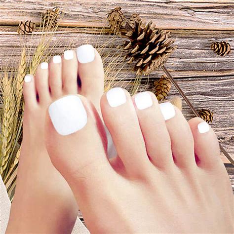 White Toenails Press on 24pcs Fake Toe Nails False Nails With Glue on ...