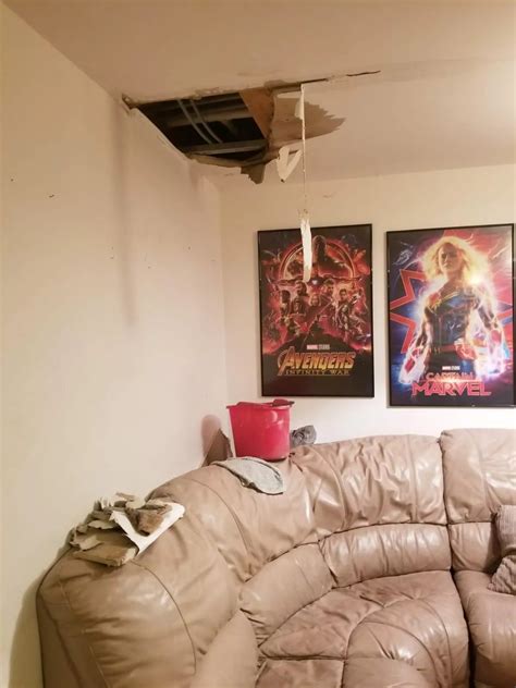 Devon family's £2,000 leather sofa ruined after leak caused ceiling