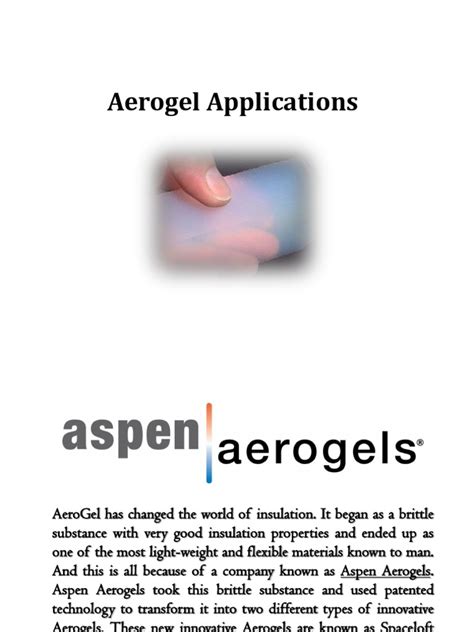 Aerogel Applications | Thermal Insulation | Electrical Resistivity And ...